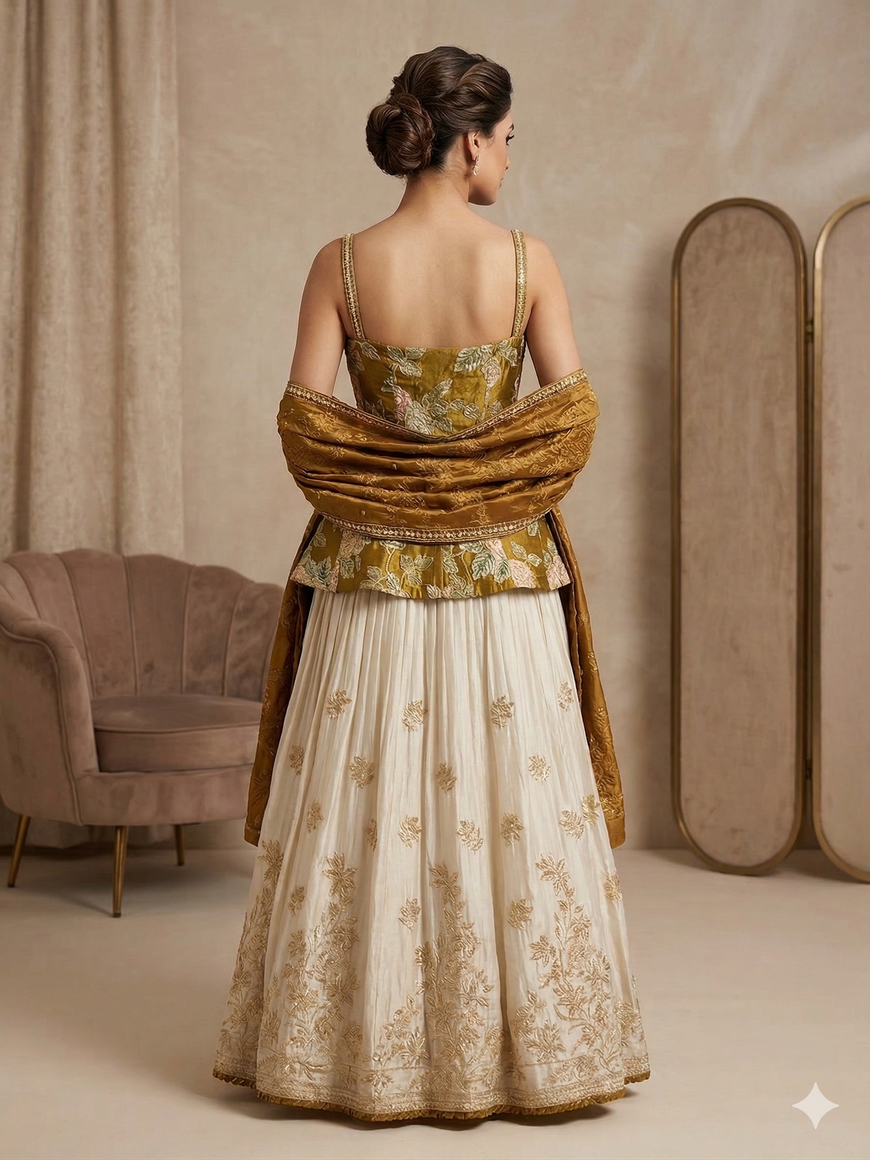 Peplum-style corset Lehenga