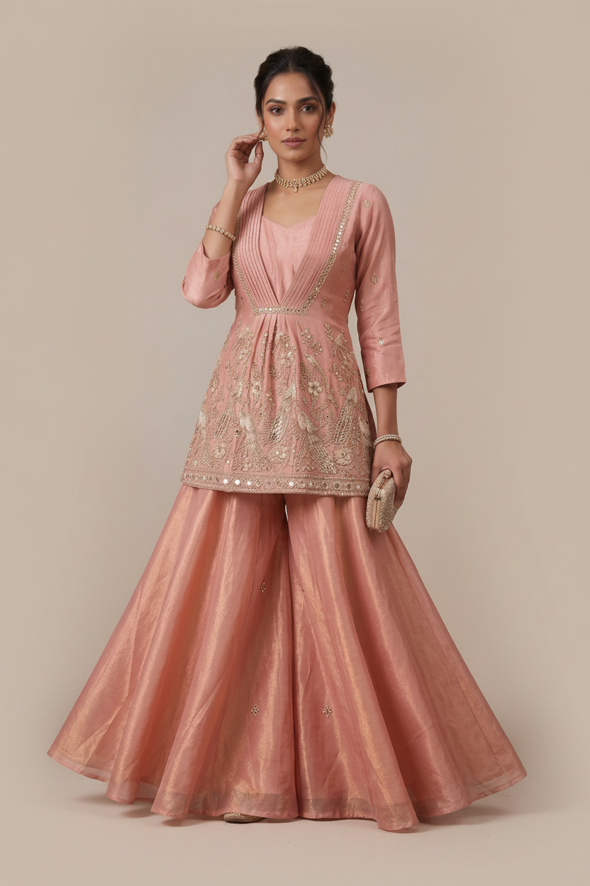 Peplum Tunic and Flared Sharara Set