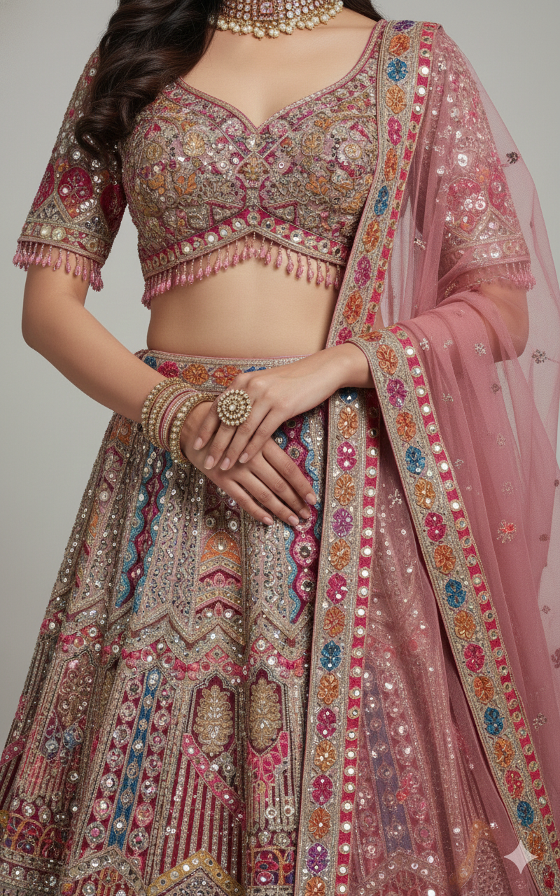 Radiant Mosaic Heritage Lehenga Secondary image