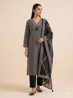 Striped Print Straight Kurta Set