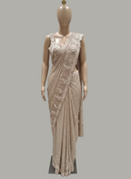 Silver Twilight Champagne gold saree (810-A D-1)