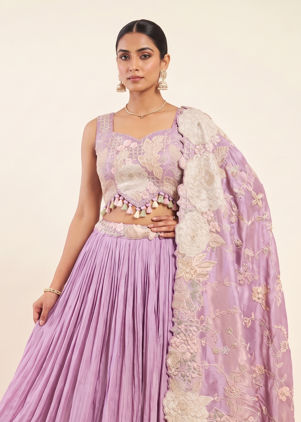 Pastel lavender lehenga set Secondary image