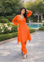 Tangerine Glow: Asymmetric Kurta Set