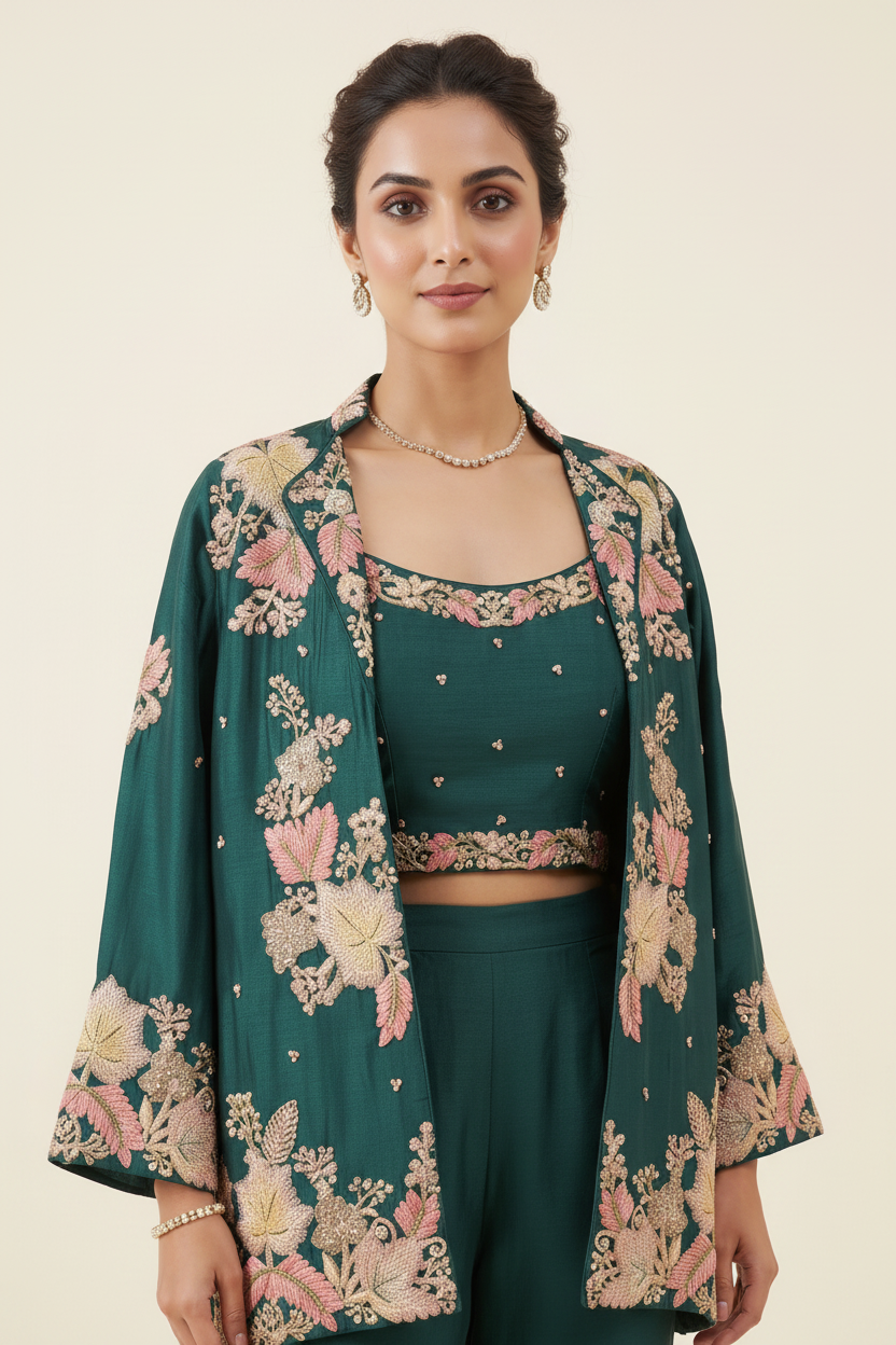 Three-Piece Embroidered Co-ord Set Secondary image