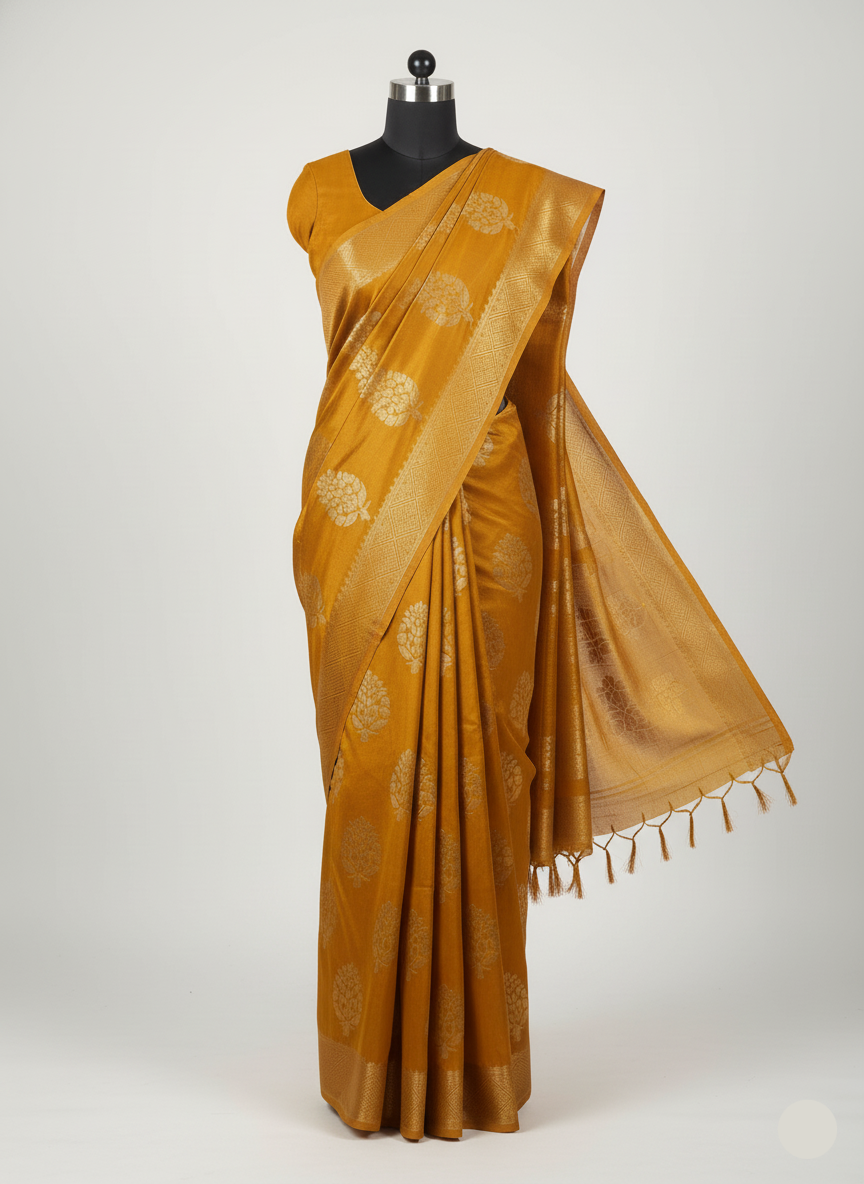 Mustard Majesty Banarasi Silk Saree ( SUVARNA-1 GS-16)