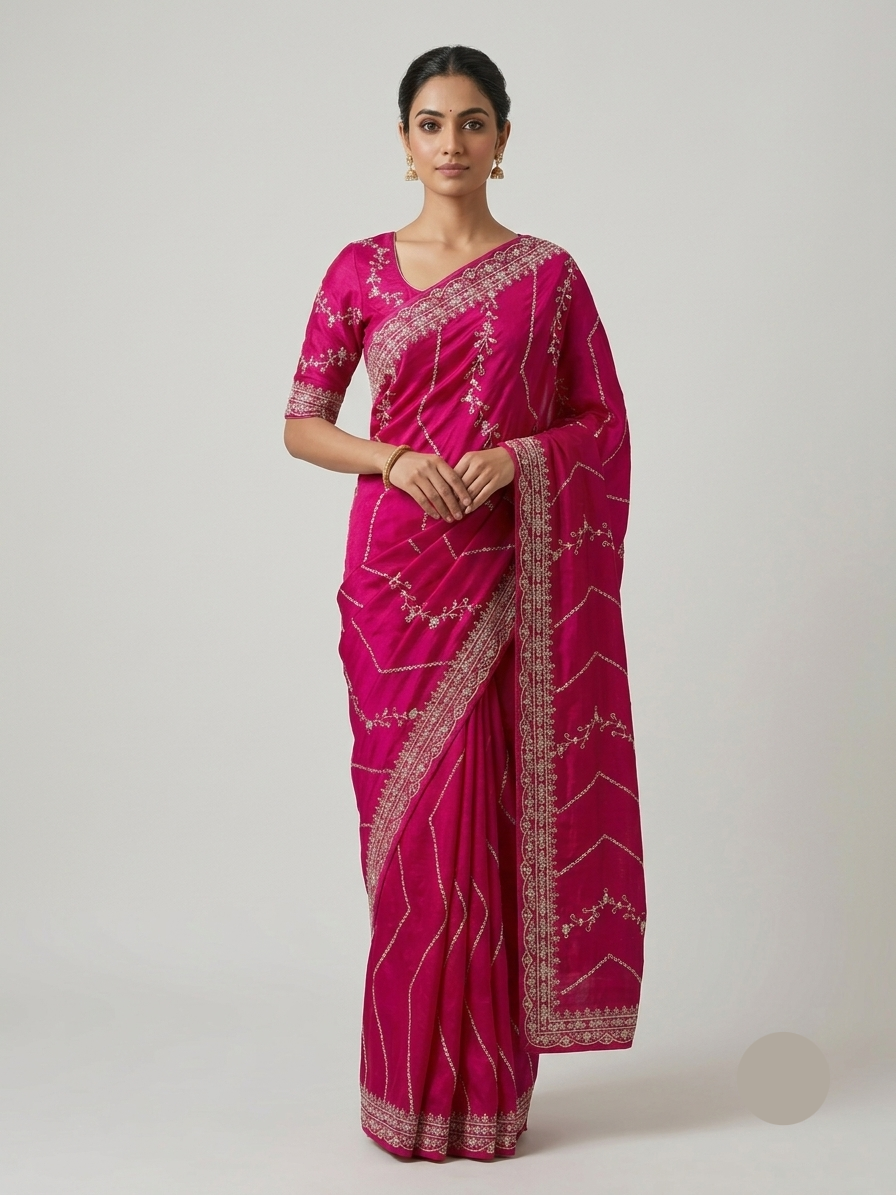 Elegant Pink Soft Fabric Saree with Embroidered Border