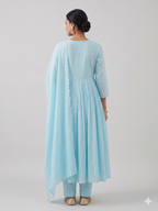 Sky Embroidered Anarkali Suit Set