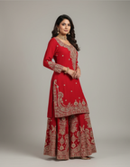 Royal Crimson Gilded Sharara