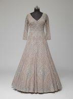 Champagne and Silver Gown with Art Deco Embellishment (DC-252624 D-56)