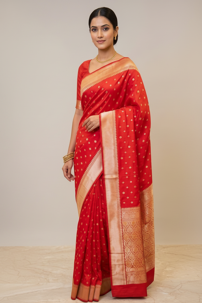 Red Traditional Silk Saree Main image
