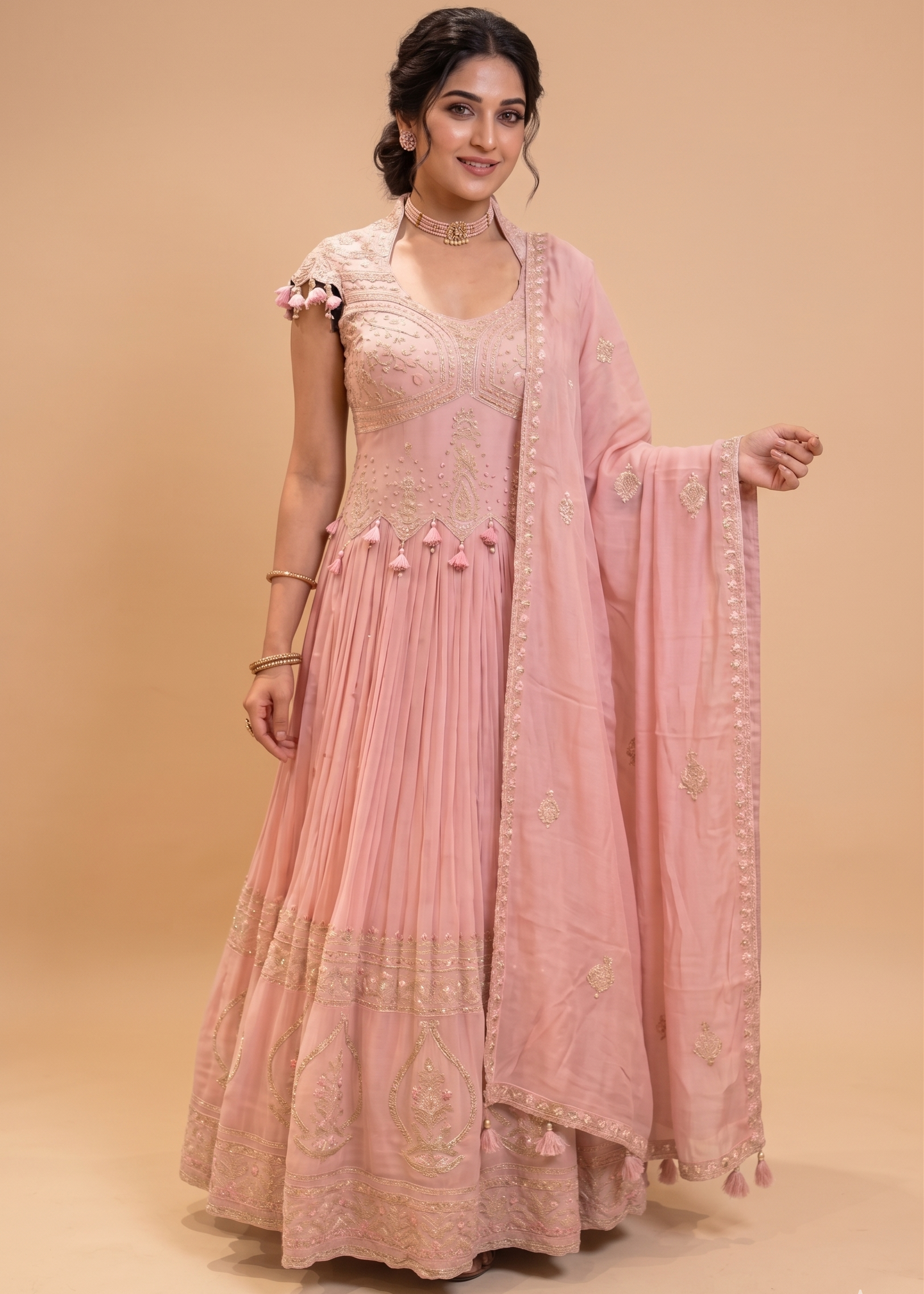 Regal Georgette Anarkali Gown Set