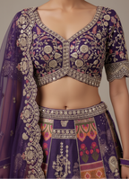 Royal Plum Patchwork & Embroidered Lehenga