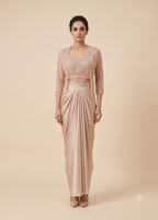 Champagne Beige Dhoti Skirt Set