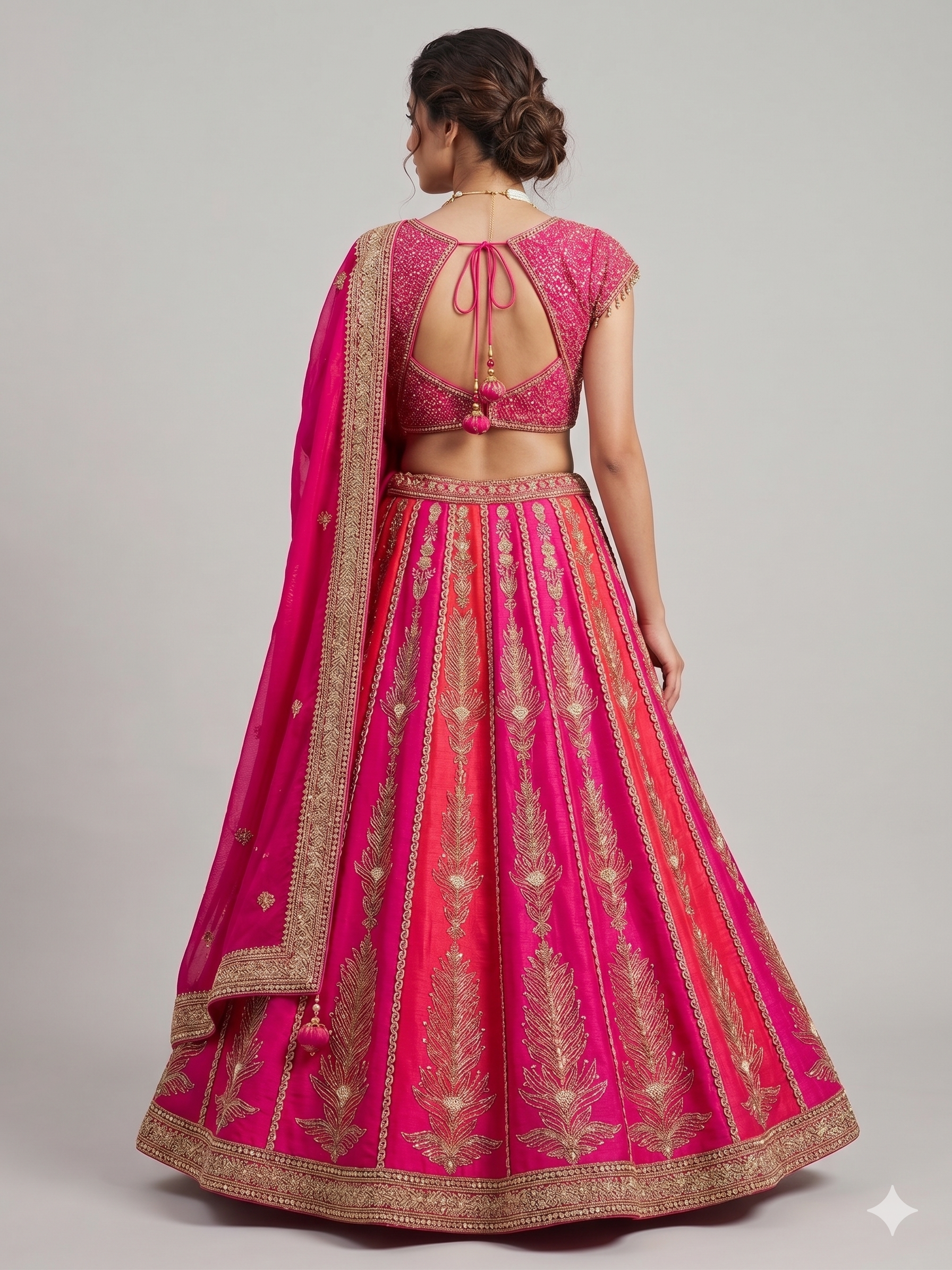 Heavily Embroidered Silk Lehenga Choli Set