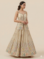 Champagne Gold Peplum Lehenga Set