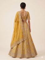 Radiant Mustard Embroidered Silk Lehenga Set