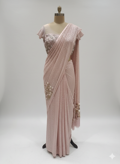 Blush Sequin Dream Saree (599-A D-1)