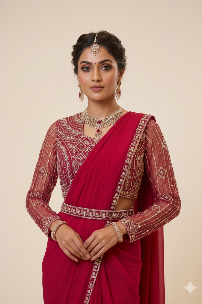 Regal Deep Ready-to-Wear Drape Saree Secondary image