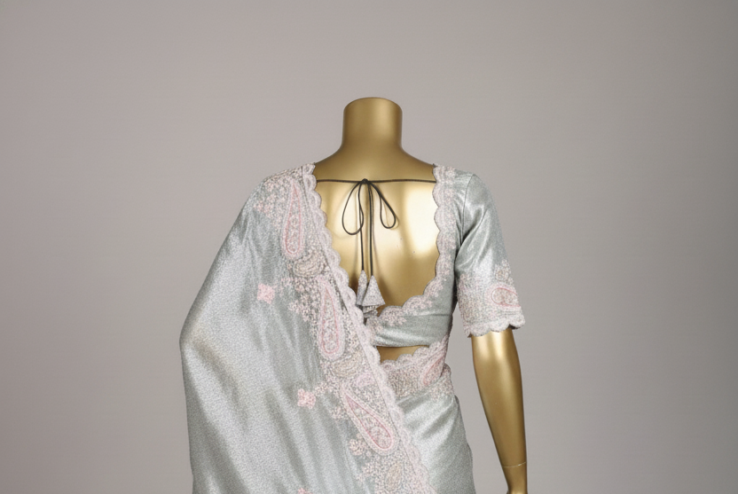 The Shimmering Sterling Saree ( SH-7979 GS-180)