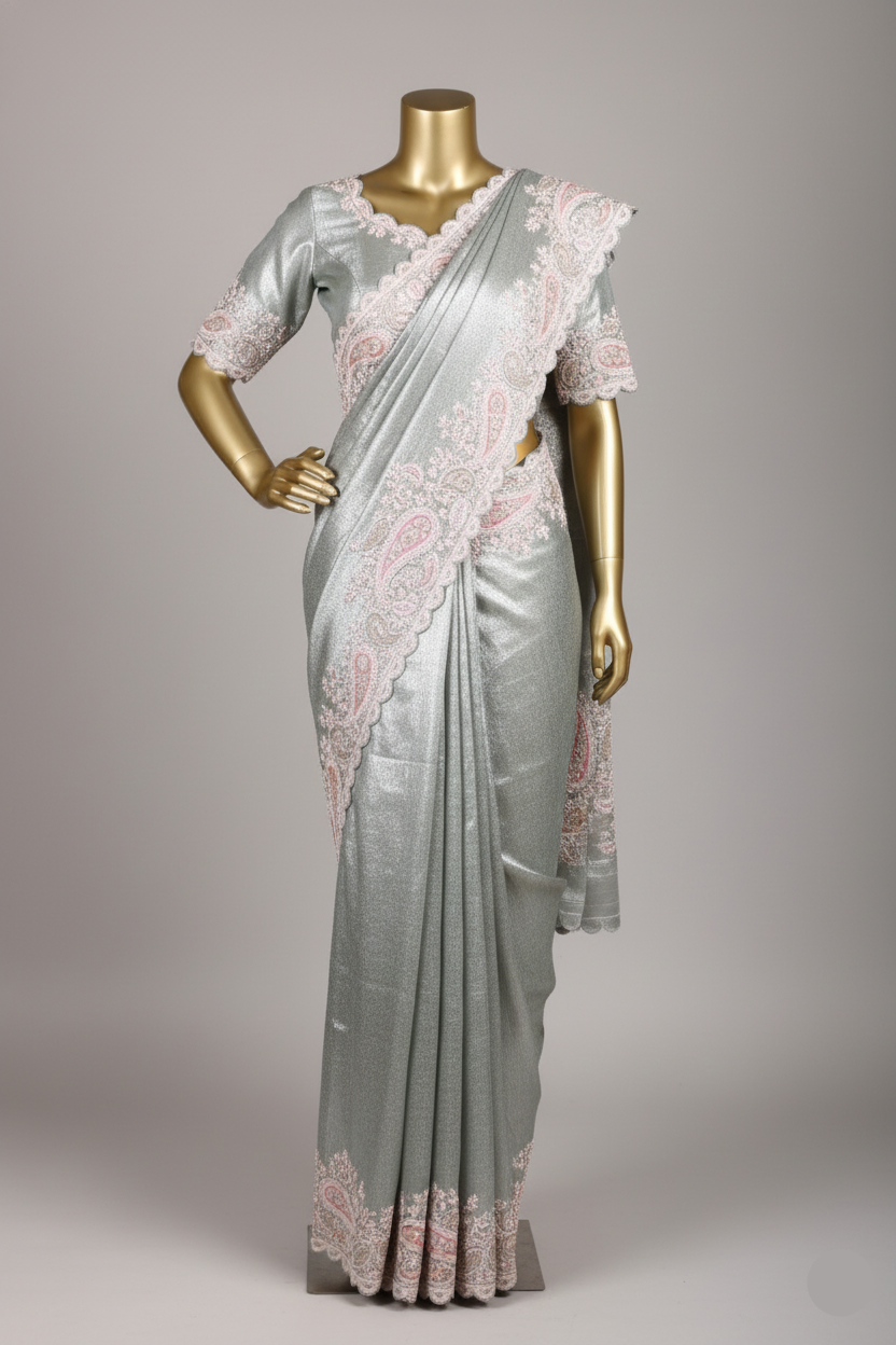 The Shimmering Sterling Saree ( SH-7979 GS-180)