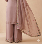 Shop Elegant Mauve Kurti Palazzo Set with Multicolor Thread Work for women