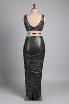 Metallic Charcoal Glamour Pre-Draped Saree ( S-043 D-76)