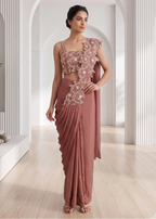 Embroidered Cutwork Pre-Draped Saree