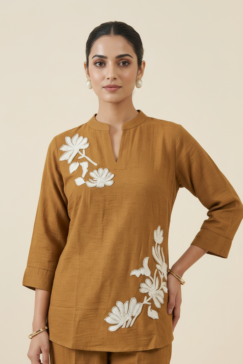Earthy Ochre Floral Co-ord Set Secondary image