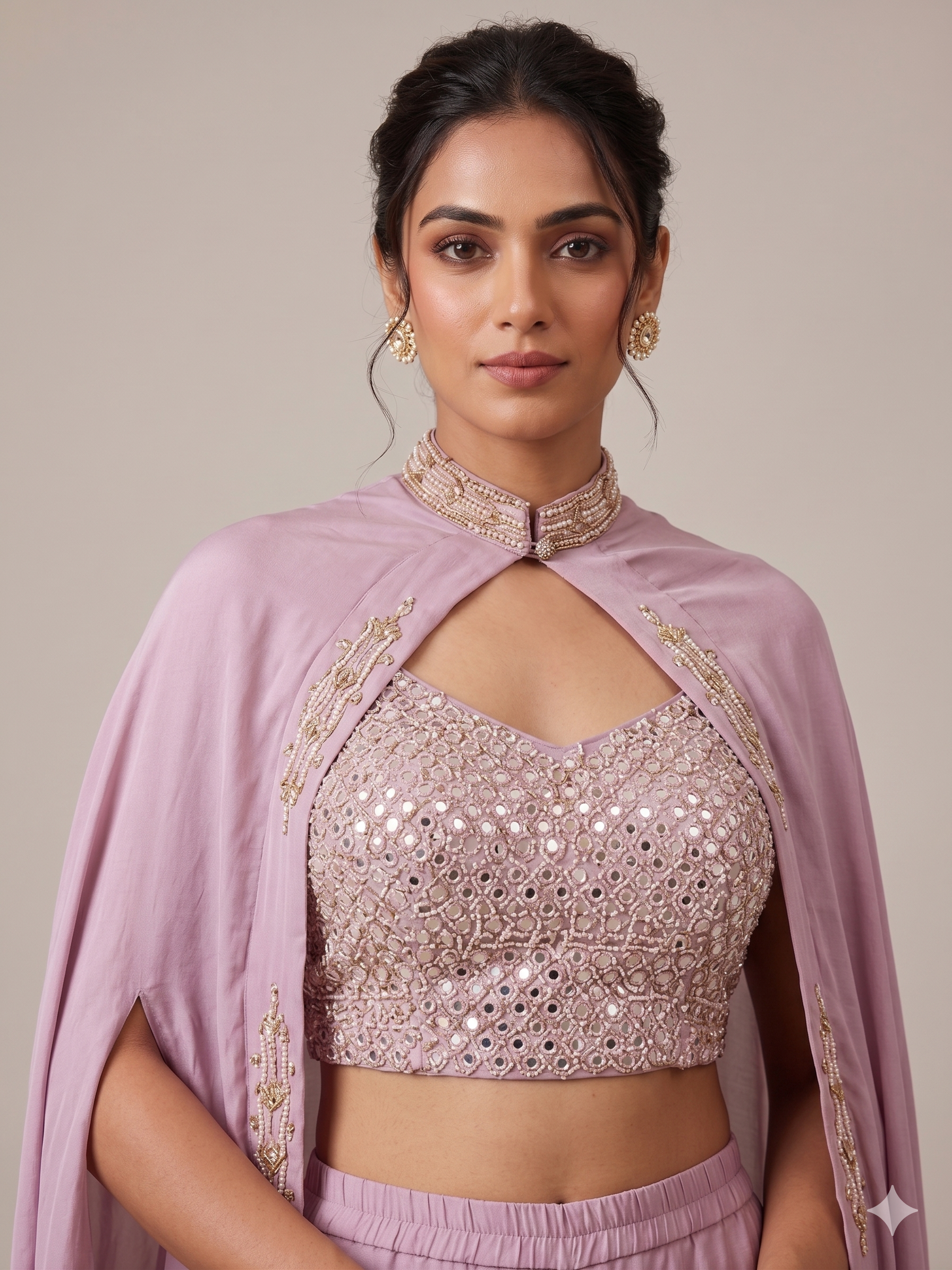 Lavender Cape and Palazzo Co-ord Set Secondary image