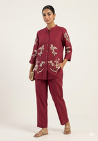 Floral Embroidered Cotton-Blend Co-ord Set
