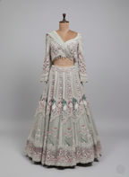 Mint and Pink Multi-Layered Lehenga (GHAGRA CHOLI M-15)