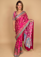 Kashmiri Paisley Rani Pink Silk Saree