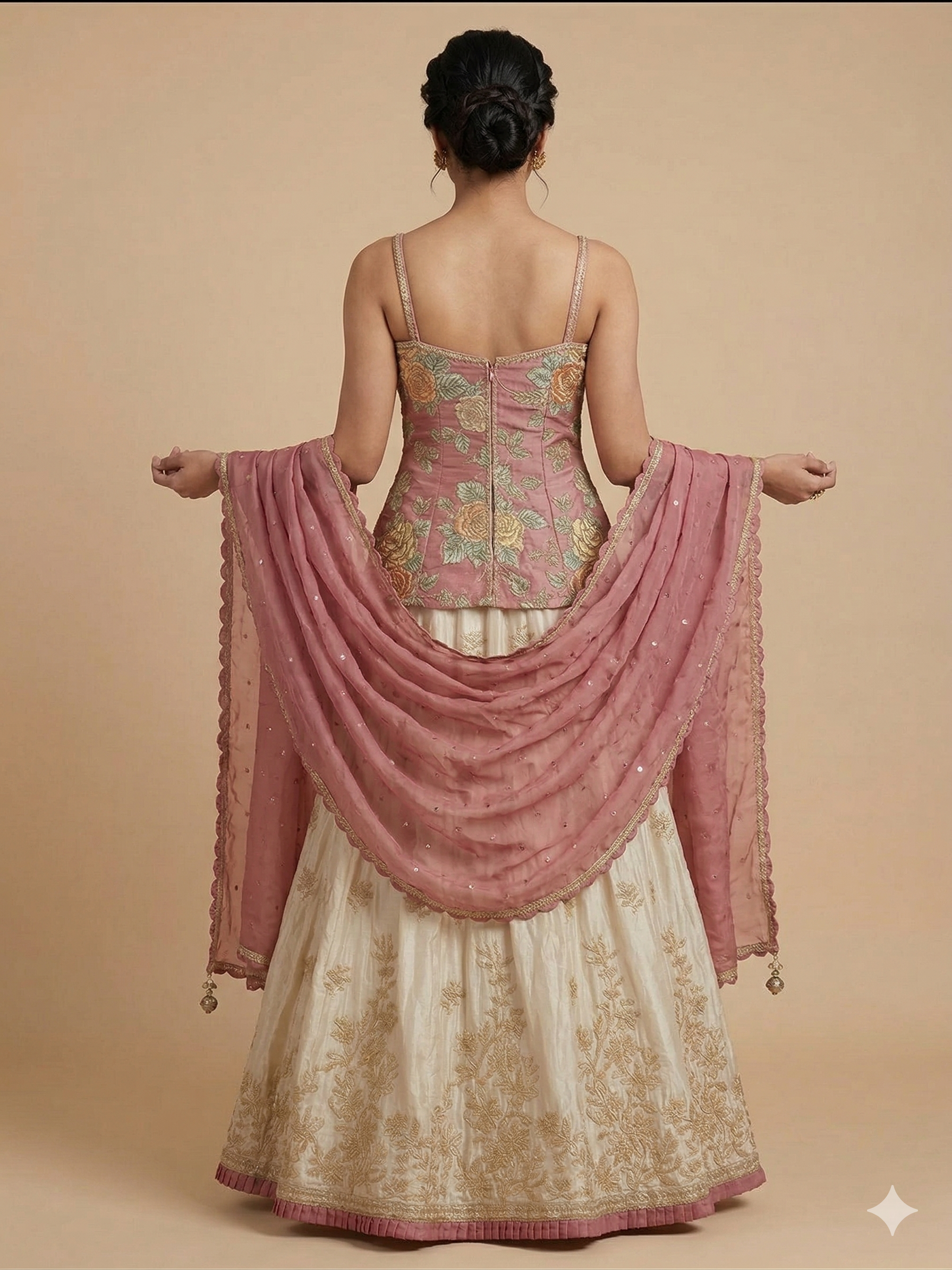 Peplum-style corset Lehenga