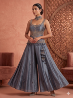 Twinkle Charcoal Lustre Embroidered Sharara Set