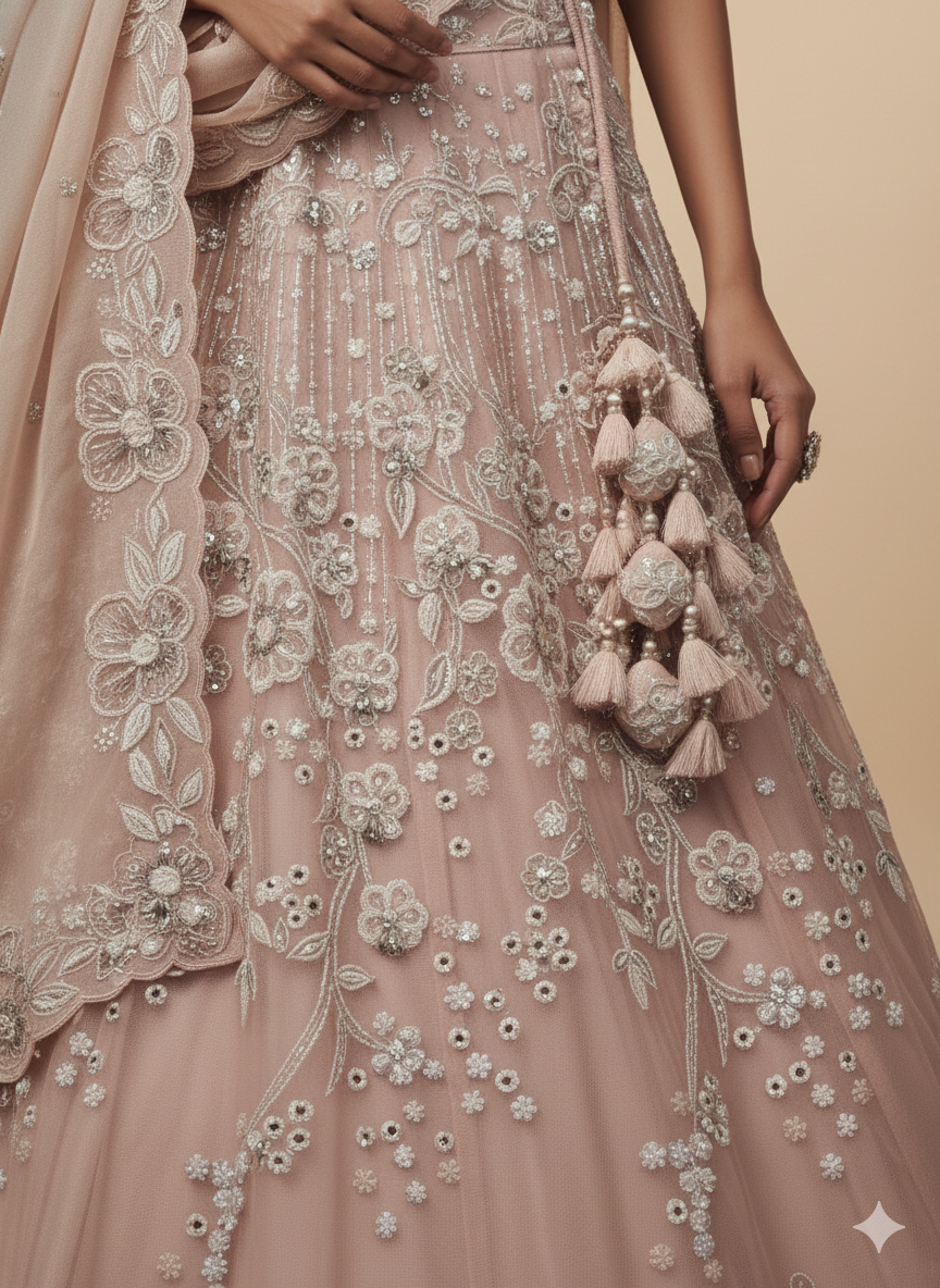 Champagne Circle Flare Lehenga