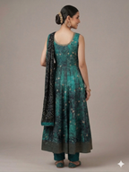Buy Emerald Bandhani Print Anarkali Set with Zari Work Online for women