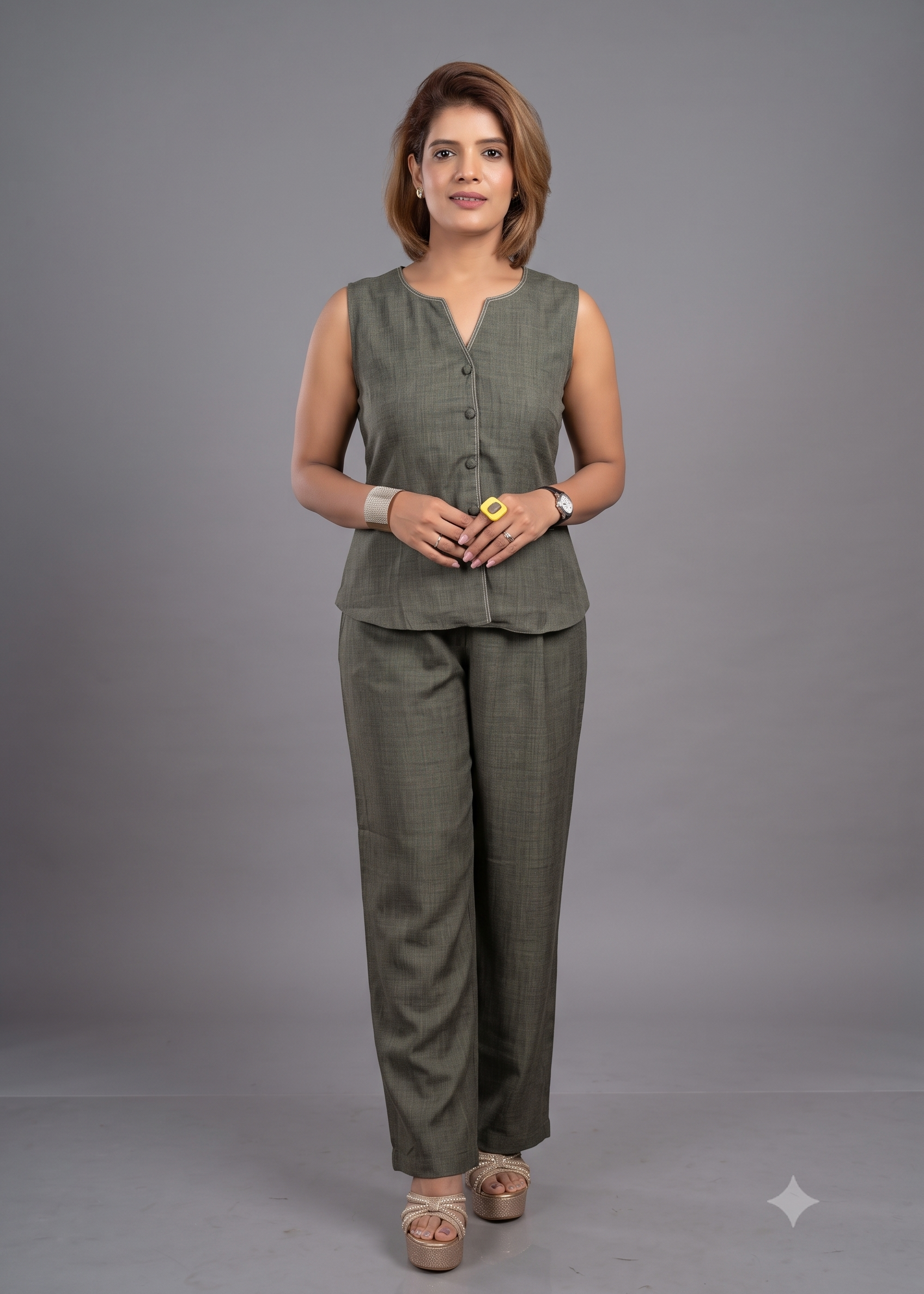Sage Olive Linen Co-ord Set Secondary image