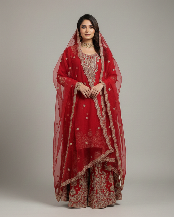 Royal Crimson Gilded Sharara
