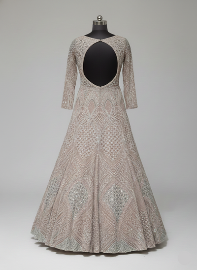 Champagne and Silver Gown with Art Deco Embellishment (DC-252624 D-56)