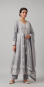 Steel Grey Hand-Embroidered Suit Set