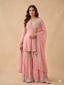 Blush Pink Chanderi Angrakha Sharara Set