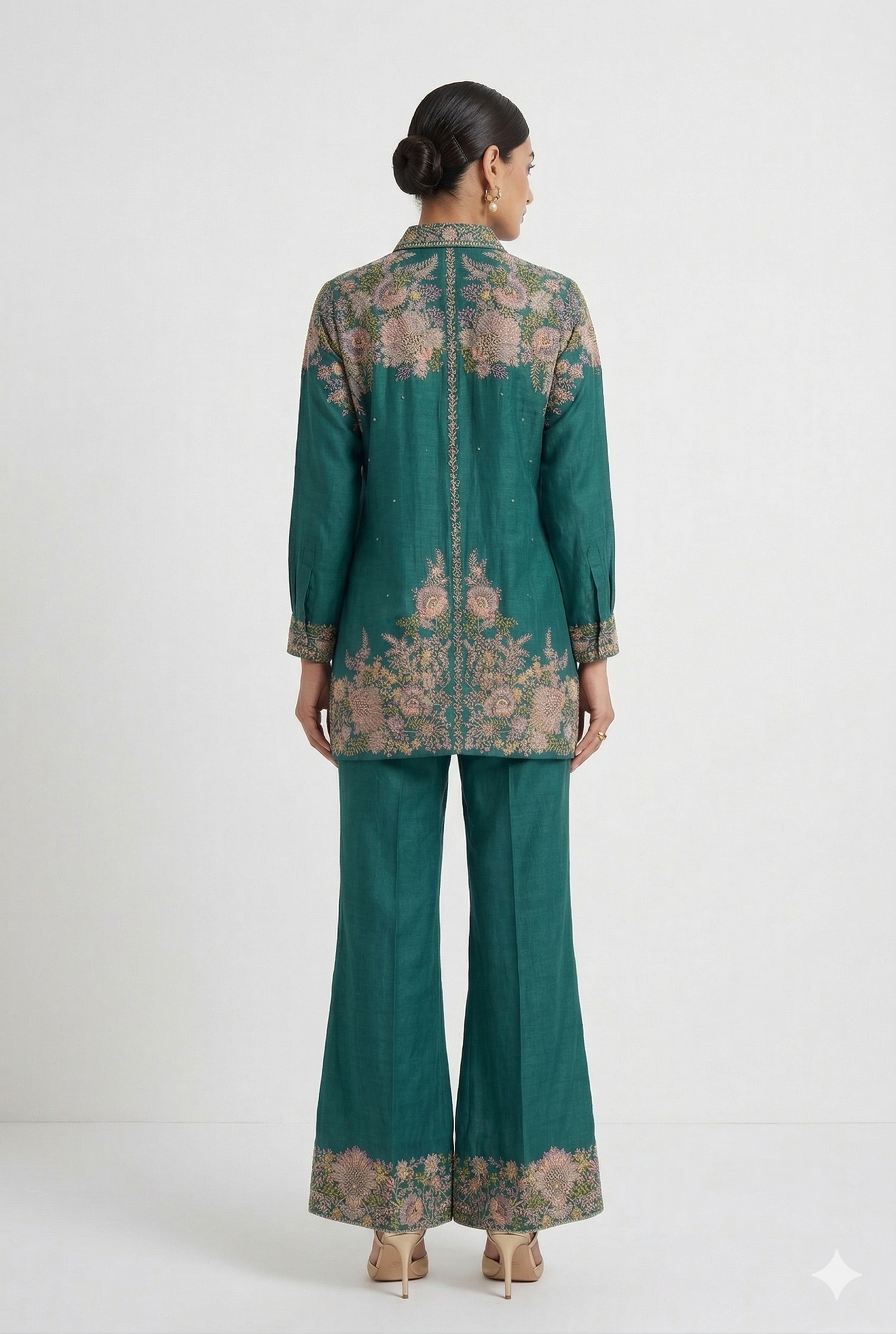 The Emerald Green Silk-Linen Co-ord Set