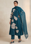 Elegant Deep Teal Cotton-Silk Anarkali Set