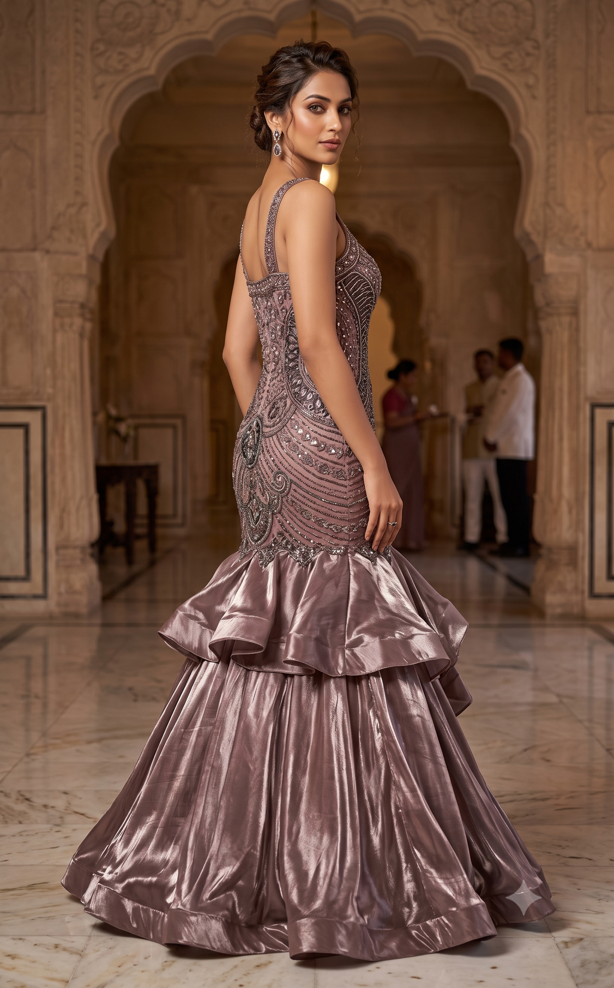 Dusty Mauve Hand-Embellished Mermaid Gown