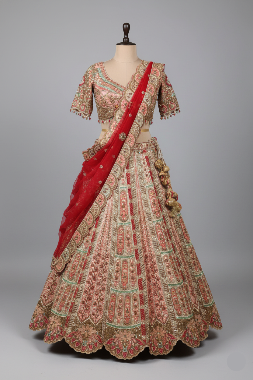 Blush & Mint Multi-Panel Lehenga (813 GS-86)