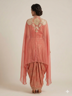 Embroidered Dhoti Skirt & Cape Set