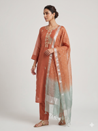 Rust Chanderi Embroidered Suit Set
