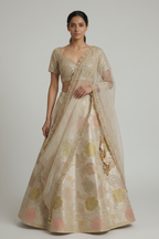 Guldasta Ivory Silk Lehenga