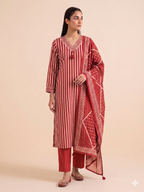 Striped Print Straight Kurta Set