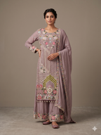 Lavender Meadows Embroidered Sharara Set